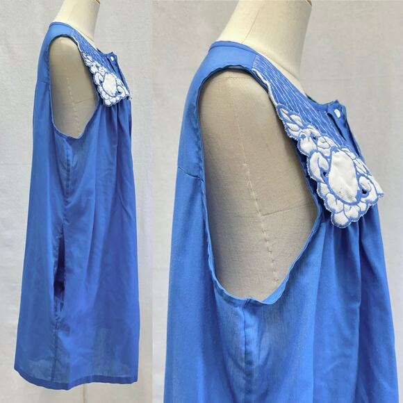 Lara Dee by Charm vintage 70s snap front house dress kaftan size 42-44 - Picture 10 of 16